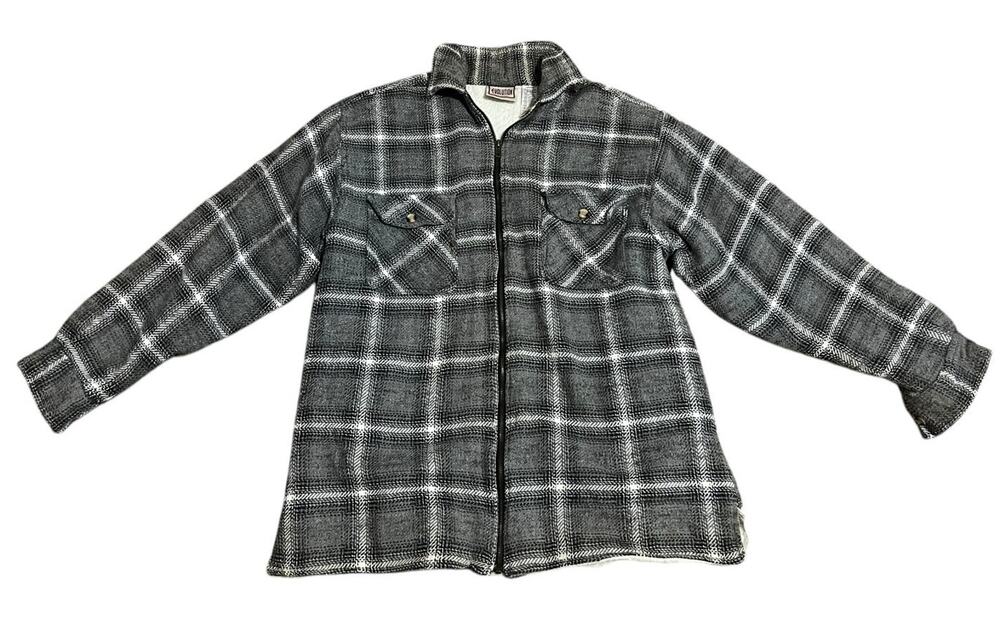 EVOLUTION Men's L Plaid Sherpa Lined Flannel Jacket Grunge Vintage 90s Y2K
